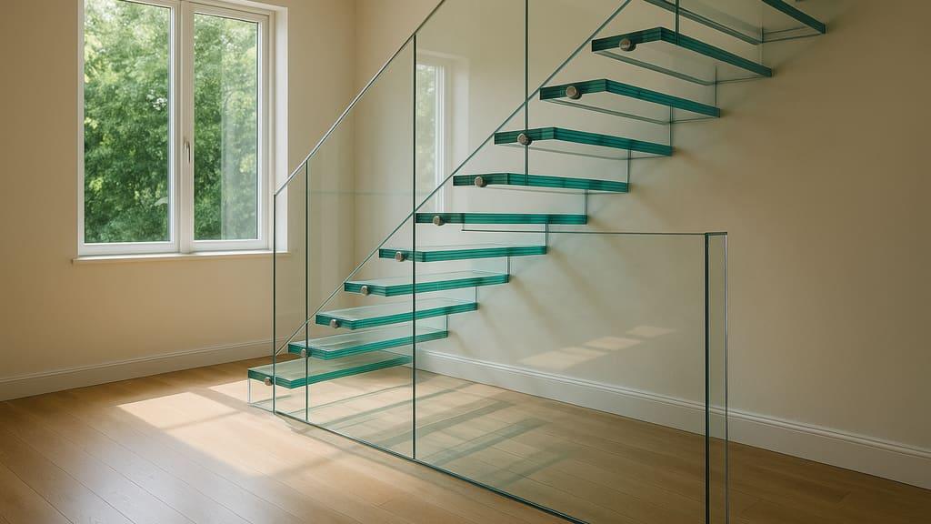 מדרגות מזכוכית מרחפות בעיצוב מודרני